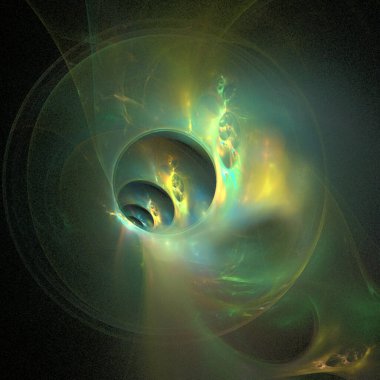 green abstract spherical linear pattern on black background, wallpaper, design