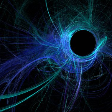 blue abstract spherical linear pattern on black background, wallpaper, design