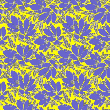 Sarı arkaplan, tasarım, arkaplan üzerinde asimetrik dikişsiz çiçek deseni