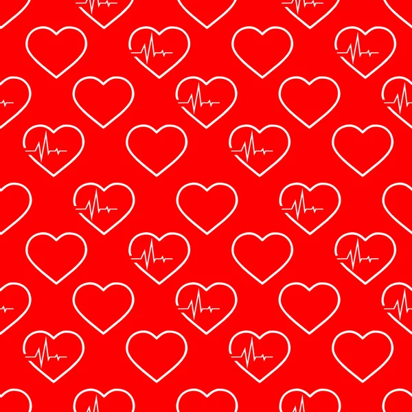 Einfaches Nahtloses Muster Weißer Herzen Auf Rotem Hintergrund Textur Design — Stockvektor