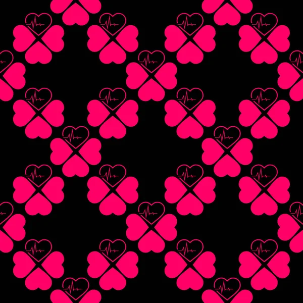 Einfaches Nahtloses Muster Aus Rosa Herzen Auf Schwarzem Hintergrund Textur — Stockvektor