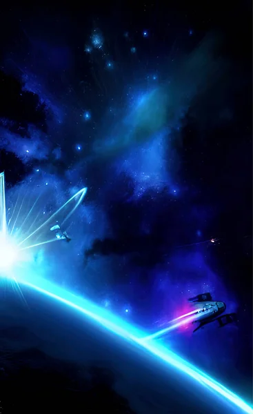 Fantastisk Ljus Illustration Djup Rymd Och Avlägsna Planeter Bakgrund Färggrafik — Stockfoto