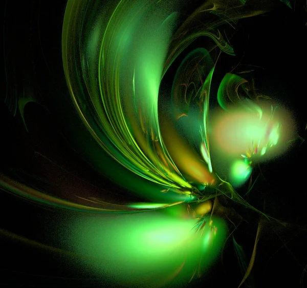 Yellow Green Abstract Drawing Black Background Color Digital Graphics Design — Photo