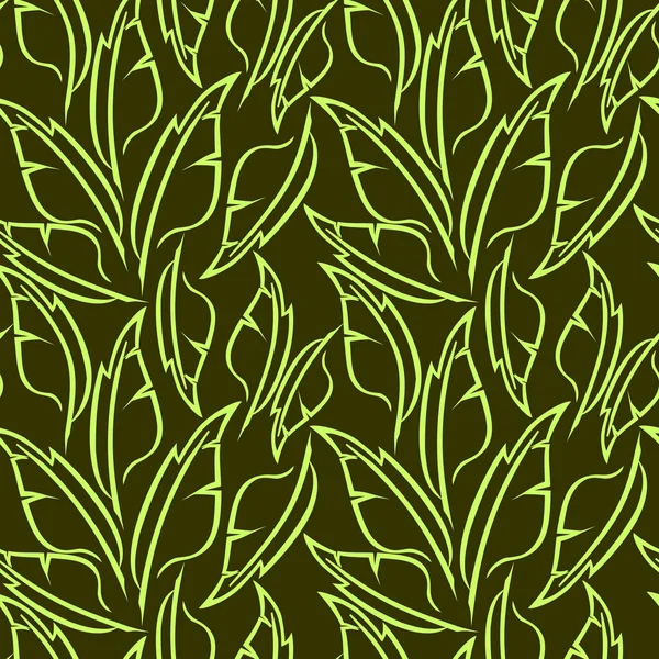 Disegno Grafico Verde Piume Stilizzate Fondo Oliva Texture Disegno — Vettoriale Stock