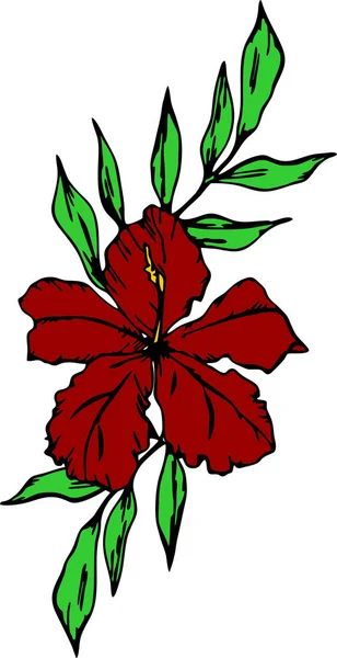 Desenho Ramo Flores Vermelhas Com Contorno Preto Fundo Branco Logotipo — Vetor de Stock
