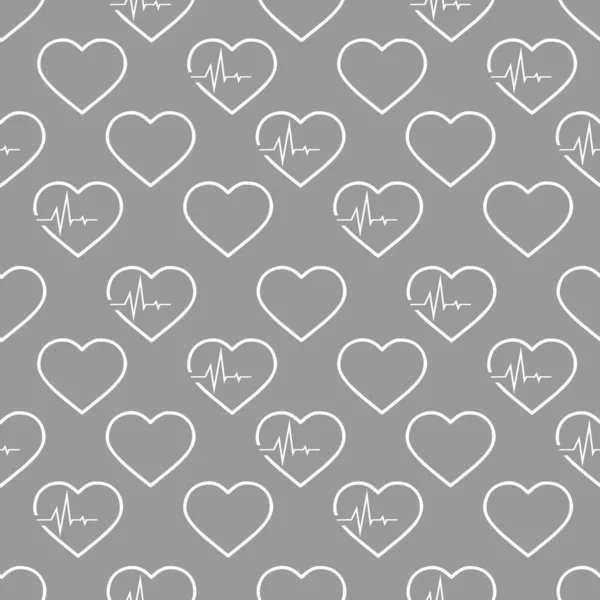 Einfaches Nahtloses Muster Weißer Herzen Auf Grauem Hintergrund Textur Design — Stockvektor