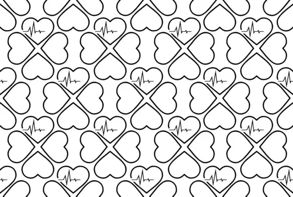 Simple Seamless Pattern Black Hearts White Background Texture Design — Stock Vector