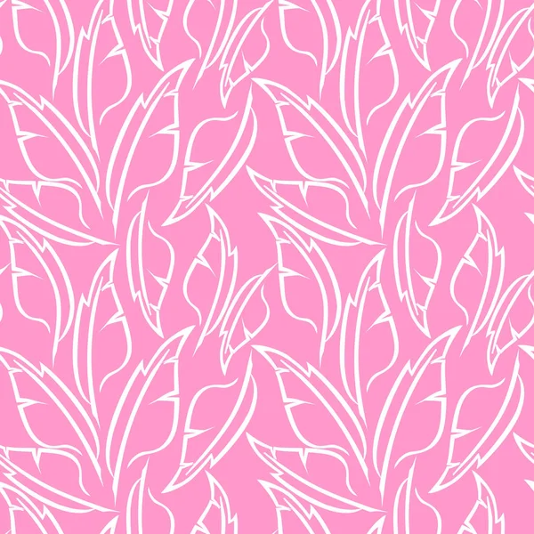 Disegno Grafico Bianco Piume Stilizzate Sfondo Rosa Texture Design — Vettoriale Stock