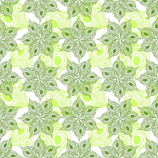 Nahtloses Muster Aus Abstrakten Olivgrünen Grafischen Elementen Auf Weißem Hintergrund — Stockvektor