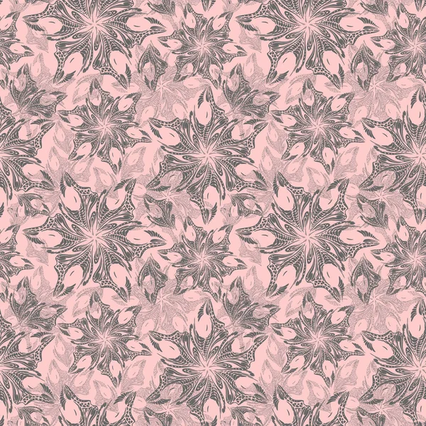 Seamless Gray Openwork Pattern Abstract Decorative Elements Pink Background Texture — Vettoriale Stock