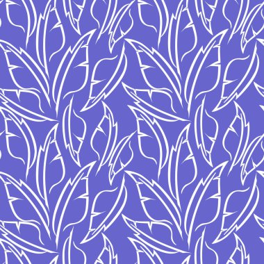 Mavi arkaplan, doku, tasarım üzerine biçimlendirilmiş tüylerin beyaz grafik çizimi