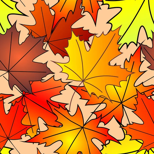 Musim Gugur Yang Cerah Pola Mulus Dari Maple Daun Kuning - Stok Vektor