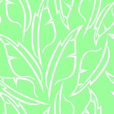 Yeşil arkaplan, doku, tasarım üzerine biçimlendirilmiş tüylerin beyaz grafik çizimi