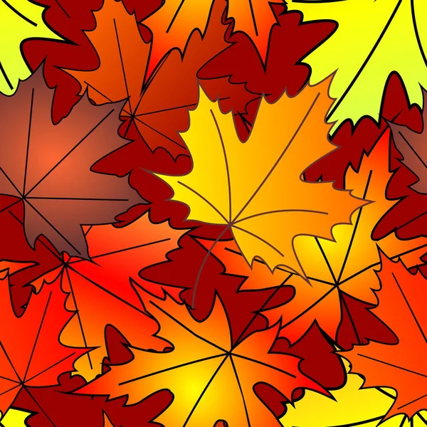 Musim Gugur Yang Cerah Pola Mulus Dari Maple Daun Kuning - Stok Vektor