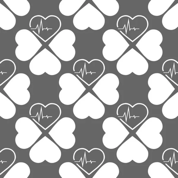 Jednoduchý Bezešvý Vzor Bílých Srdcí Šedém Pozadí Textura Design — Stockový vektor