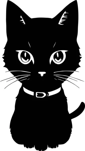 Graphic Black White Drawing Cat Monochrome Graphics Logo — Stock Vector