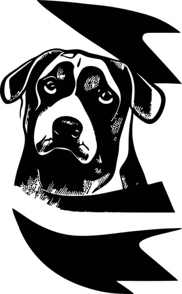 Chien Dessin Graphique Noir Blanc Graphismes Monochromes Logo — Image vectorielle