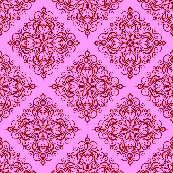 Бесшовный Графический Узор Плитка Абстрактным Геометрическим Красным Орнаментом Розовом Фоне — стоковый вектор