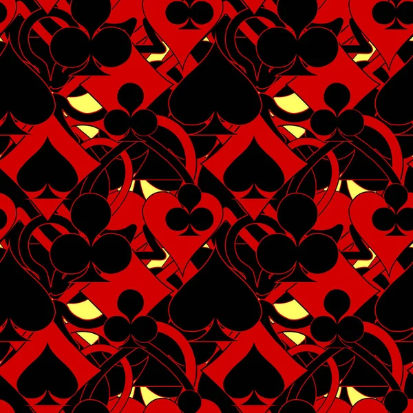 Абстрактный Бесшовный Черно Красный Узор Различных Мастей Карты Текстуры Дизайна — стоковый вектор