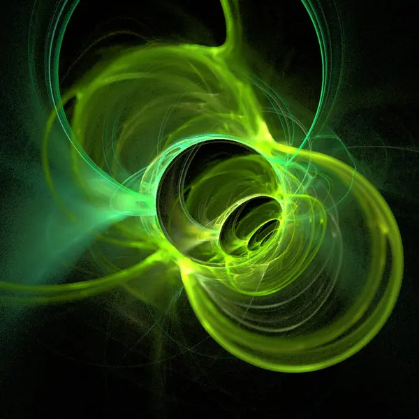 Yellow Green Abstract Drawing Black Background Color Digital Graphics Design — Stockvektor
