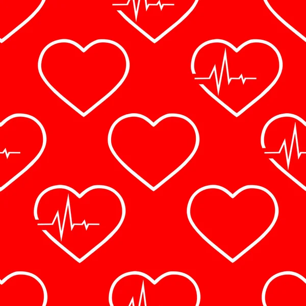 Einfaches Nahtloses Muster Weißer Herzen Auf Rotem Hintergrund Textur Design — Stockvektor