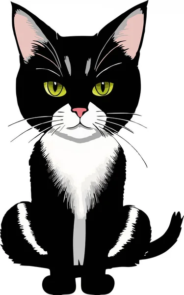 Desenho Gráfico Gato Preto Com Olhos Verdes Logotipo — Vetor de Stock