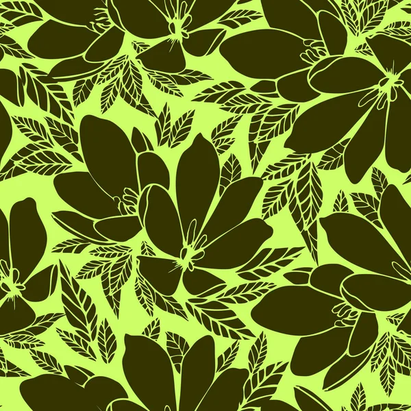 Асимметричный Бесшовный Цветочный Оливковый Узор Зеленом Фоне Дизайне Фоне — стоковый вектор