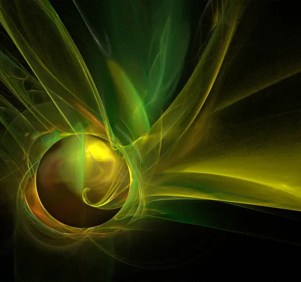 黒の背景に黄色と緑の抽象画カラーデジタルグラフィックデザイン — ストックベクタ