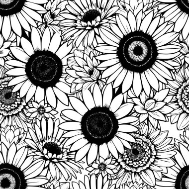 Papatya deseni, monokrom grafikleri, desen, desen.