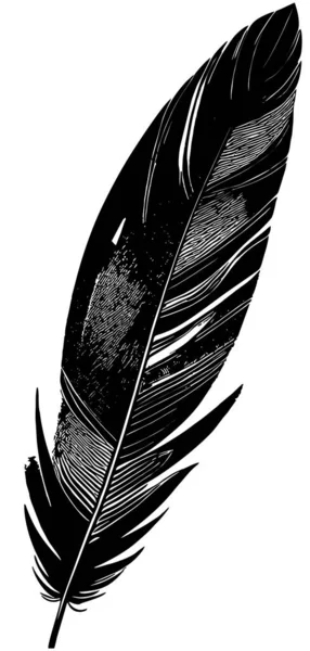 鳥の羽 デザインを描く黒いグラフィックコンター — ストックベクタ
