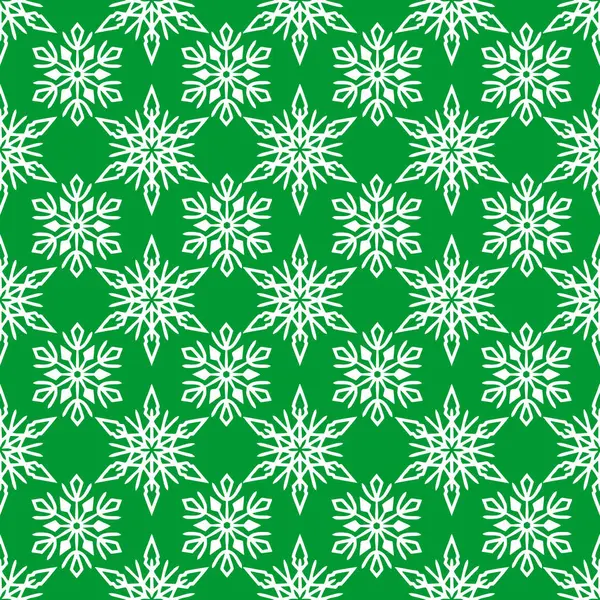 Motif Sans Couture Flocons Neige Blancs Sur Fond Vert Texture — Image vectorielle