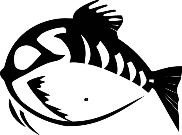 白い背景 ロゴタイプ デザイン上の黒いグラフィック図面様式の魚 — ストックベクタ