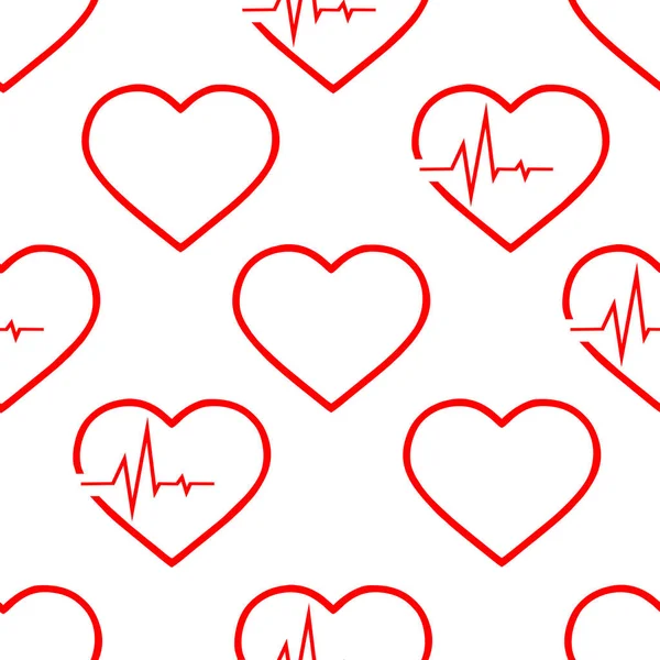 Einfaches Nahtloses Muster Roter Herzen Auf Weißem Hintergrund Textur Design — Stockvektor