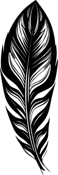 Schwarze Grafische Konturzeichnung Vogelfeder Logo Design — Stockvektor