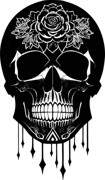 Czarny Rysunek Graficzny Ludzkiej Czaszki Felm Tle Pojedynczy Element Logo — Wektor stockowy