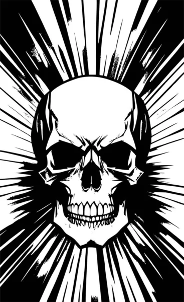 Черный Графический Рисунок Черепа Человека Заднем Плане Изолированный Элемент Логотип — стоковый вектор
