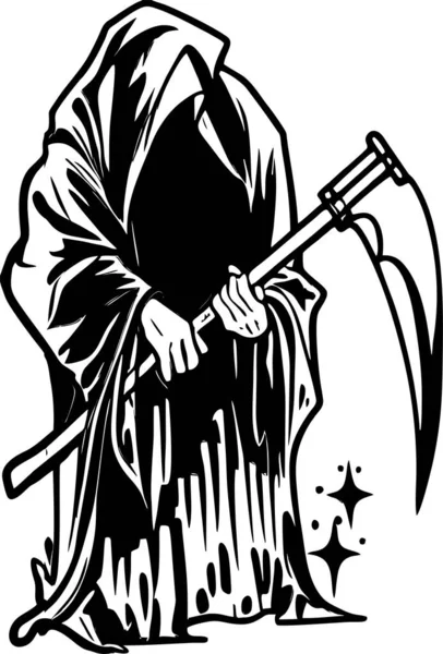 Silhouette Graphique Noire Faucheuse Mort Insigne Logo Tatouage — Image vectorielle