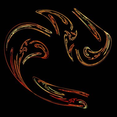 Siyah arkaplan, duvar kağıdı, tasarım üzerine soyut sarı-turuncu çizim doğrusal