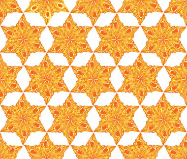 Beyaz arkaplan, doku, tasarım üzerinde kusursuz simetrik sarı çiçek deseni