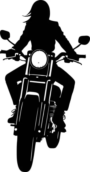 Silhueta Preta Simples Motociclista Uma Motocicleta Fundo Branco Logotipo Design —  Vetores de Stock