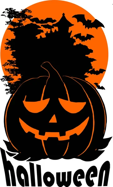 Basit Siyah Turuncu Grafik Desenli Cadılar Bayramı Logo Tasarım — Stok Vektör