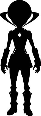 Basit siyah çizim çizimi uzaylı, logo, tasarım