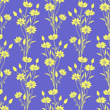 Mavi arkaplanda kusursuz sarı grafik deseni, desen