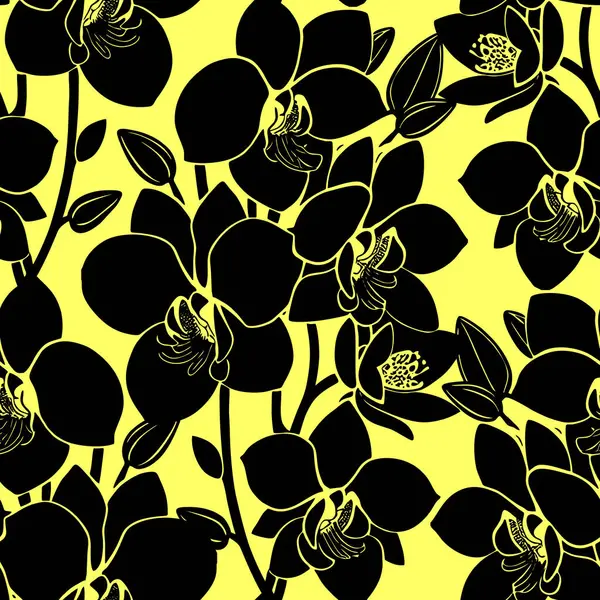 seamless black and yellow floral pattern, monochrome ornament, design, texture