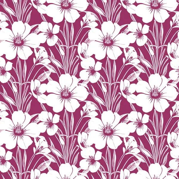 seamless purple and white floral pattern, monochrome ornament, design, texture