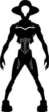 Basit siyah çizim çizimi uzaylı, logo, tasarım