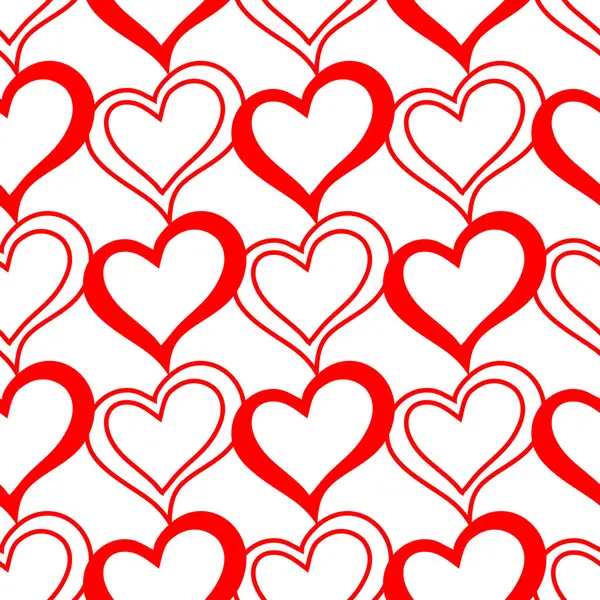 Nahtloses Grafisches Muster Roter Herzen Auf Weißem Hintergrund Textur Design — Stockfoto