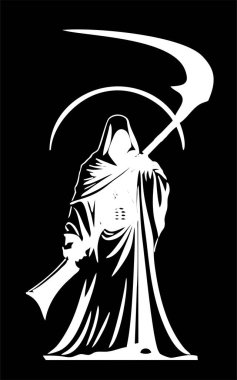 Ölüm meleğinin siyah grafik silueti, rozet, logo, dövme