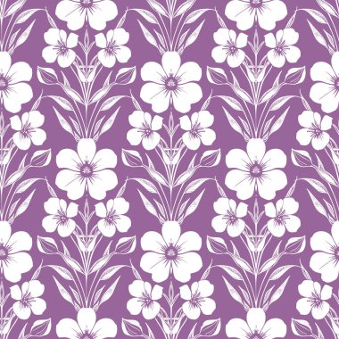 Mor arka plan, doku, arkaplan üzerinde beyaz çiçeklerin kusursuz deseni