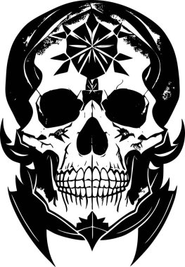 İnsan kafatası, logo, dövme gibi basit siyah çizimler.